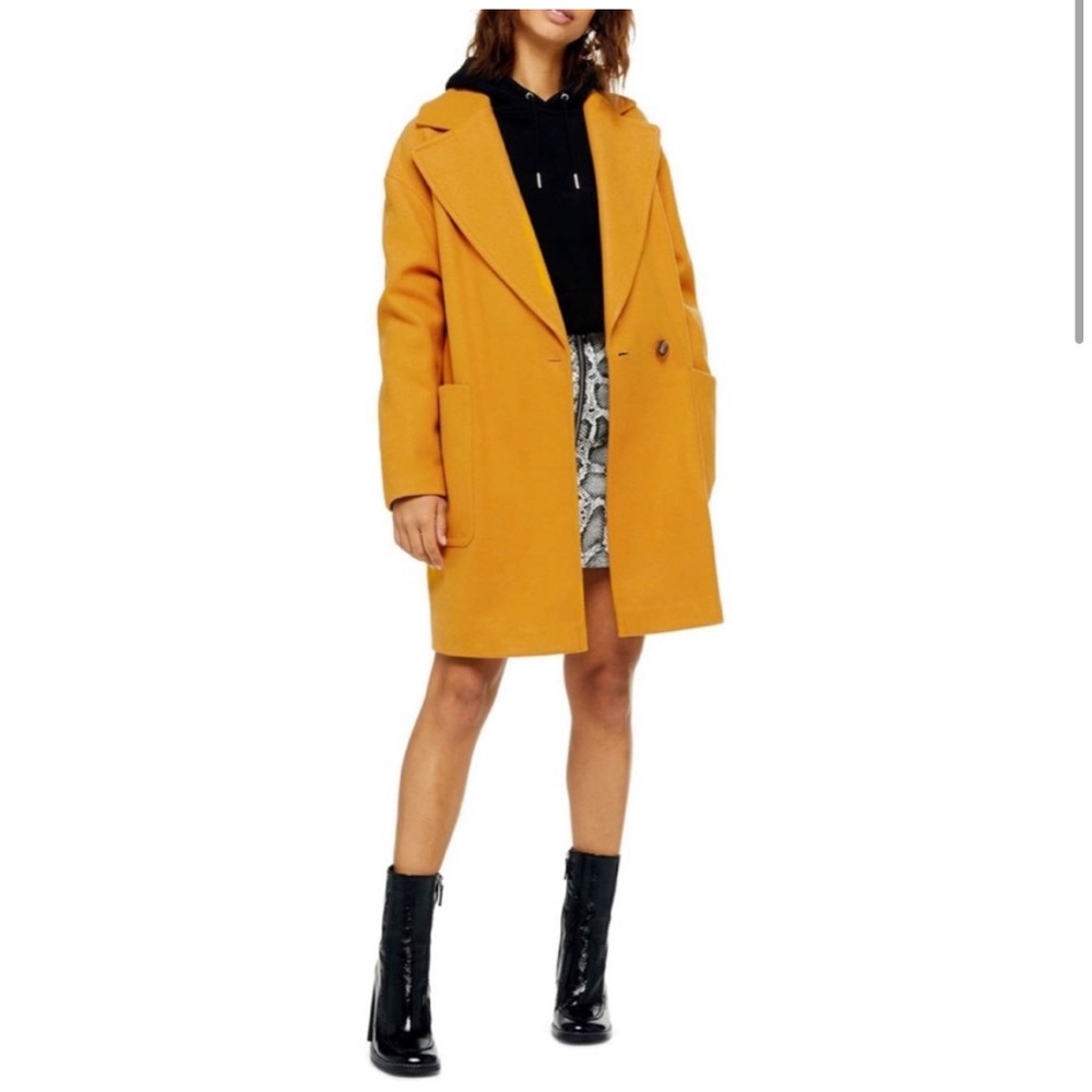 Like New Topshop Mustard Yellow Carly Pea Coat Jacket - Size: 10 💛